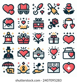 valentine day icon set collection