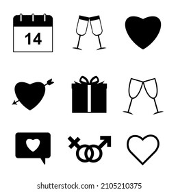 Valentine day icon set element simple shape vector illustration. Collection icon set