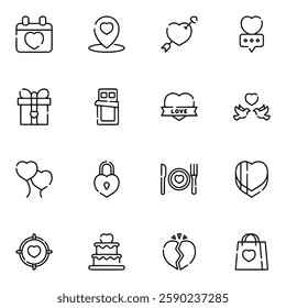 valentine day icon set vector illustration