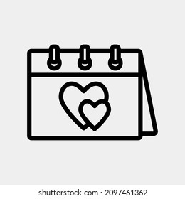 Valentine day icon vector illustration in line style about calendar and date, use for website mobile app presentation