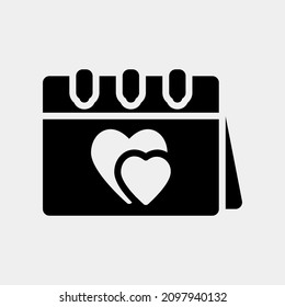 Icono de San Valentín ilustración vectorial de estilo sólido sobre calendario y fecha, uso para presentación de aplicación móvil del sitio web
