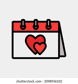 Valentine day icon vector illustration in filled line style about calendar and date, use for website mobile app presentation