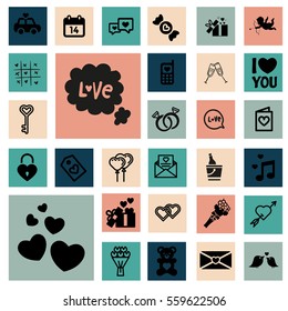 Valentine day icons Set. Vector Icons