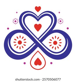 Valentine Day infinity symbol with hearts vector art illustration