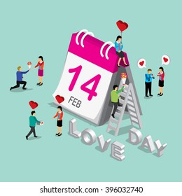 valentine day international calendar. isometric concept