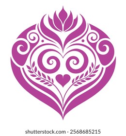 Valentine Day intricate heart shaped design vector art illustration