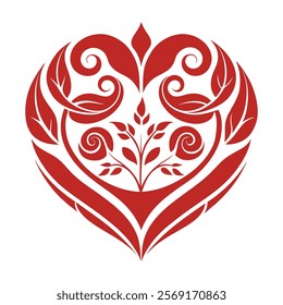 Valentine day intricate heart shaped design vector art illustration