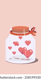 Valentine Day: jar full of hearts vector cartoon