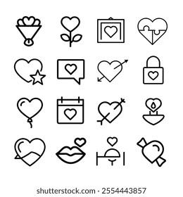 Valentine Day line icon Bundle
