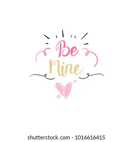 Valentine Day Logo Calligraphy For Invitation Or Greeting Card, Hand Drawn Typography Design Element Vector Illustration