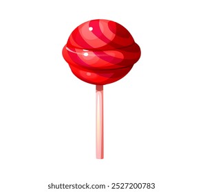 Caramelo de la piruleta del día de San Valentín para el postre dulce de las vacaciones del amor, confitería del Vector. Día de San Valentín de dibujos animados rojo rosa caramelo piruleta para el regalo de amor y delicioso dulce símbolo de boda romántica