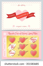 Valentine day Lottery scratch card. 