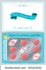 Valentine Day Lottery Scratch Card.