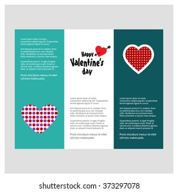 Valentine day love borchure trifold template. love heart with typogrpahy and place for text. vector illustration