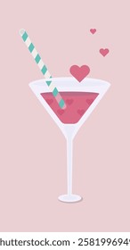 Valentine Day: love drink vector flat illustration 