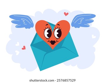 Valentine day love heart mail envelope letter concept. Vector graphic design illustration element