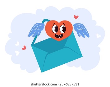 Valentine day love heart mail envelope letter concept. Vector graphic design illustration element