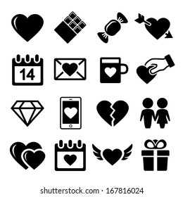 Valentine Day Love Icons Set.