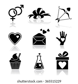 Valentine day love icons set