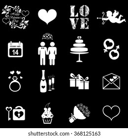 Valentine day love icons set illustration