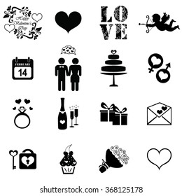 Valentine day love icons set illustration