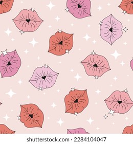 Valentine Day Love Kiss Woman Lips Sparkle Lipstick Fashion Seamless Repeat Pattern vector file.