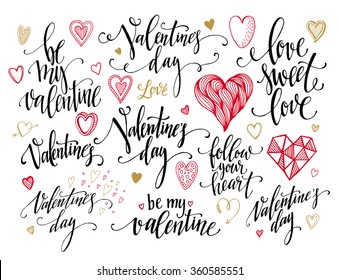 Valentine Day and Love lettering collection. Vector illustration EPS10