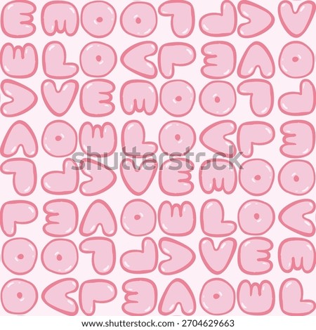 Valentine Day Love Seamless Vector Pattern Romantic Lettering Cute Bubbly Typography Digital Paper