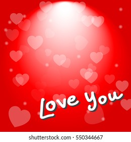 Valentine Day "Love you" on heart background. vector