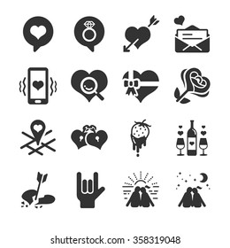Valentine day lovely icons set. Included the icons as heart, love, sweet, couple, chocolate, dinner and more.