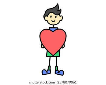 Valentine Day Man Holding Heart Illustration