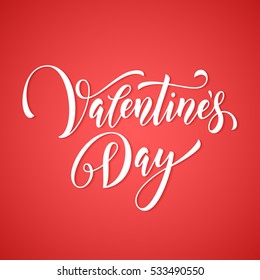 Valentine Day monogram text calligraphy. Vector lettering for pink greeting card. 14 February Saint Valentines day label for sale poster, banner, promo placard vector design element