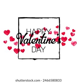 Valentine Day Pattern. Abstract Sparkle For Engagement. Wedding Frame. Rose Art Wallpaper. February Illustration For Girl. Pink Graphic Banner. Red Valentine Day Pattern.