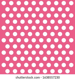 Valentine Day pattern polka dots. Template background in white and pink polka dots . Seamless fabric texture. Vector illustration