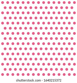 Valentine Day pattern polka dots. Template background in white and pink polka dots . Seamless fabric texture. Vector illustration