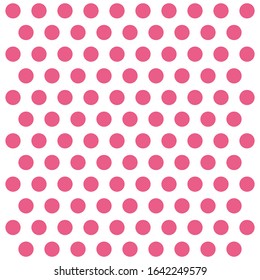 Valentine Day pattern polka dots. Template background in white and pink polka dots . Seamless fabric texture. Vector illustration