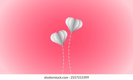 Valentine day pink vector background with heart shape in paper craft style. Suitable for poster, banner, web, presentation, invitation card, advertising