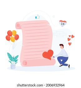 Valentine day poems flat editable vector download