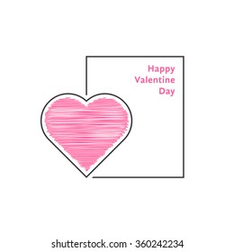 valentine day postcard with scribble heart. concept of celebration, ornate, event, book cover, scrapbook, romance. isolated on white background. flat style trend modern logo design vector illustration