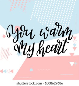 Valentine Day poster. Hand drawn poster or card. Love messages. handwritten calligraphy tex. Vector illustration.