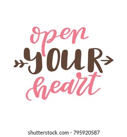 Valentine Day poster. Hand drawn poster or card. Love messages. handwritten calligraphy tex. Vector illustration.