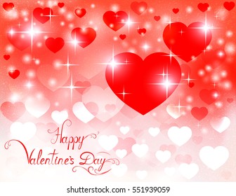valentine day, red abstract  background with hearts, vector illustration 

