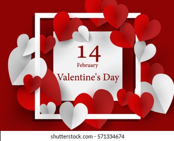 Valentine Day Red Heart with paper cut