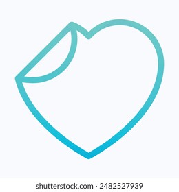 Valentine Day Related Heart, Heart Sticker Icon, Valentine And Love, Isolated Gradient Vector Icon.  