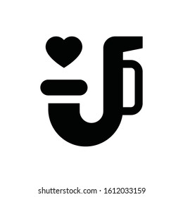 valentine day related love and romance trumpet blowing out heart vector in solid design