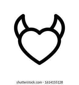 valentine day related love and romance heart with horn vector in lineal style
