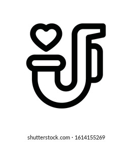 valentine day related love and romance trumpet blowing out heart vector in lineal style
