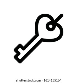 valentine day related romance heart key vector in lineal style