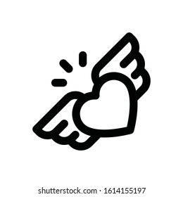 valentine day related romance heart with wings vector in lineal style