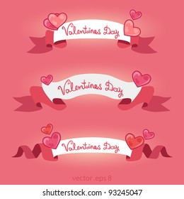 Valentine day ribbon banner